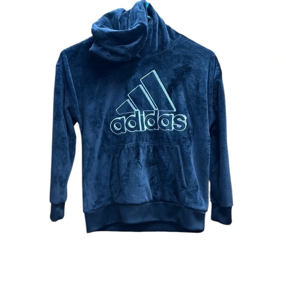 Adidas.  Black Plush High Collar Jacket Relaxed Fit